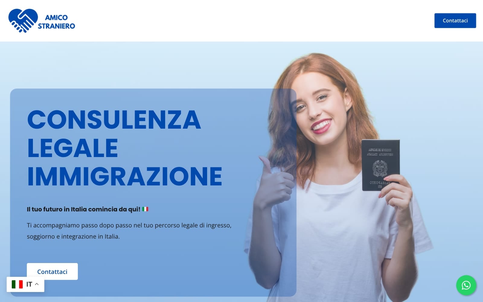 Home page del sito Amico Straniero, consulenza legale per l'immigrazione a Modena