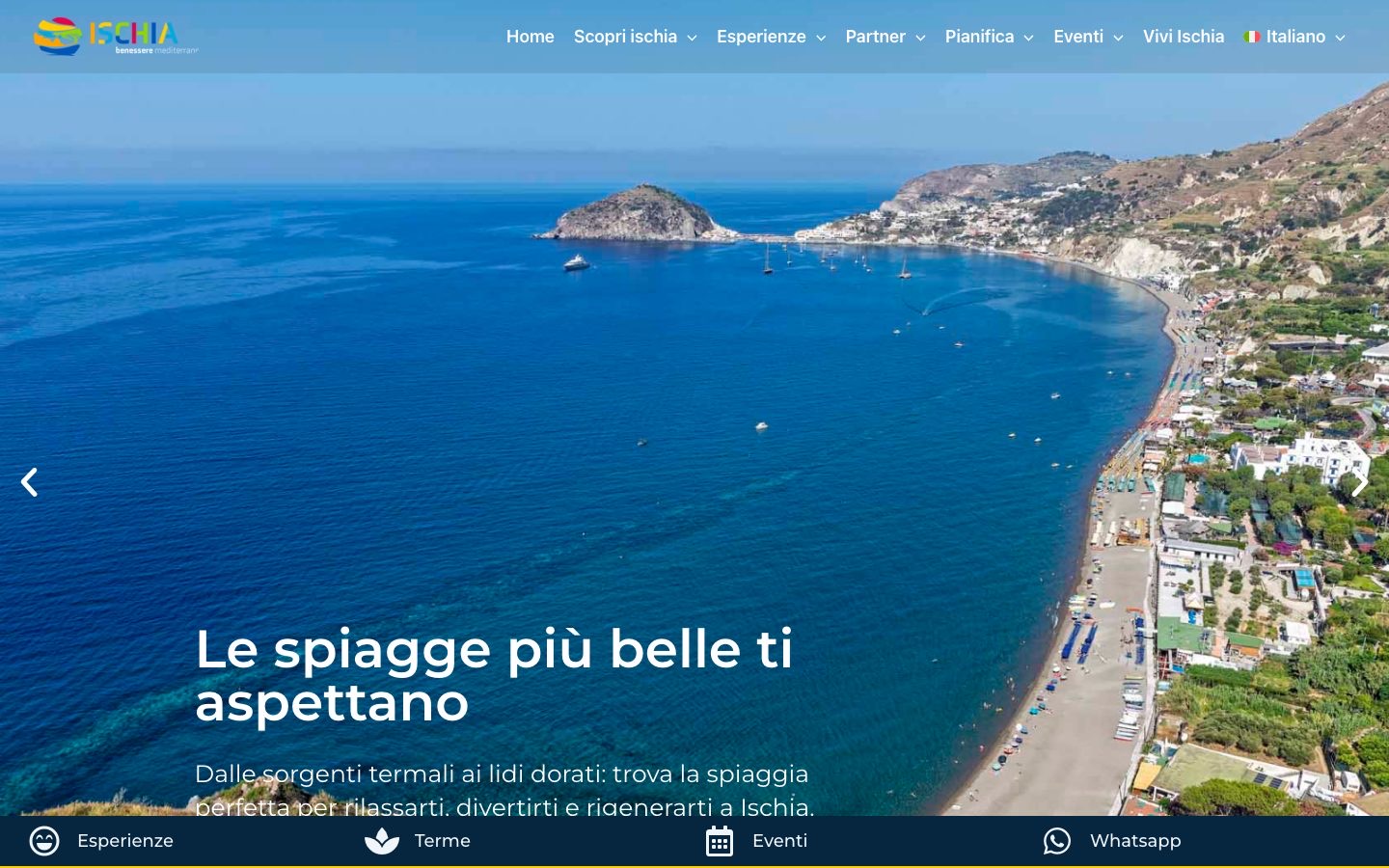 Home page di Visit Ischia, il sito turistico del Comune di Ischia, con la spiaggia dei Maronti