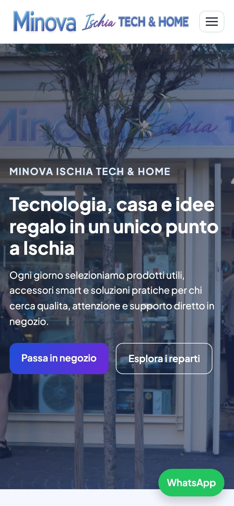 Home page mobile del sito Minova Ischia