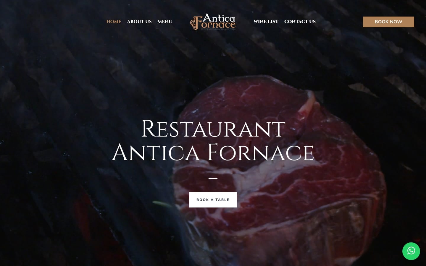 Home page desktop del sito del Ristorante Antica Fornace a Ischia