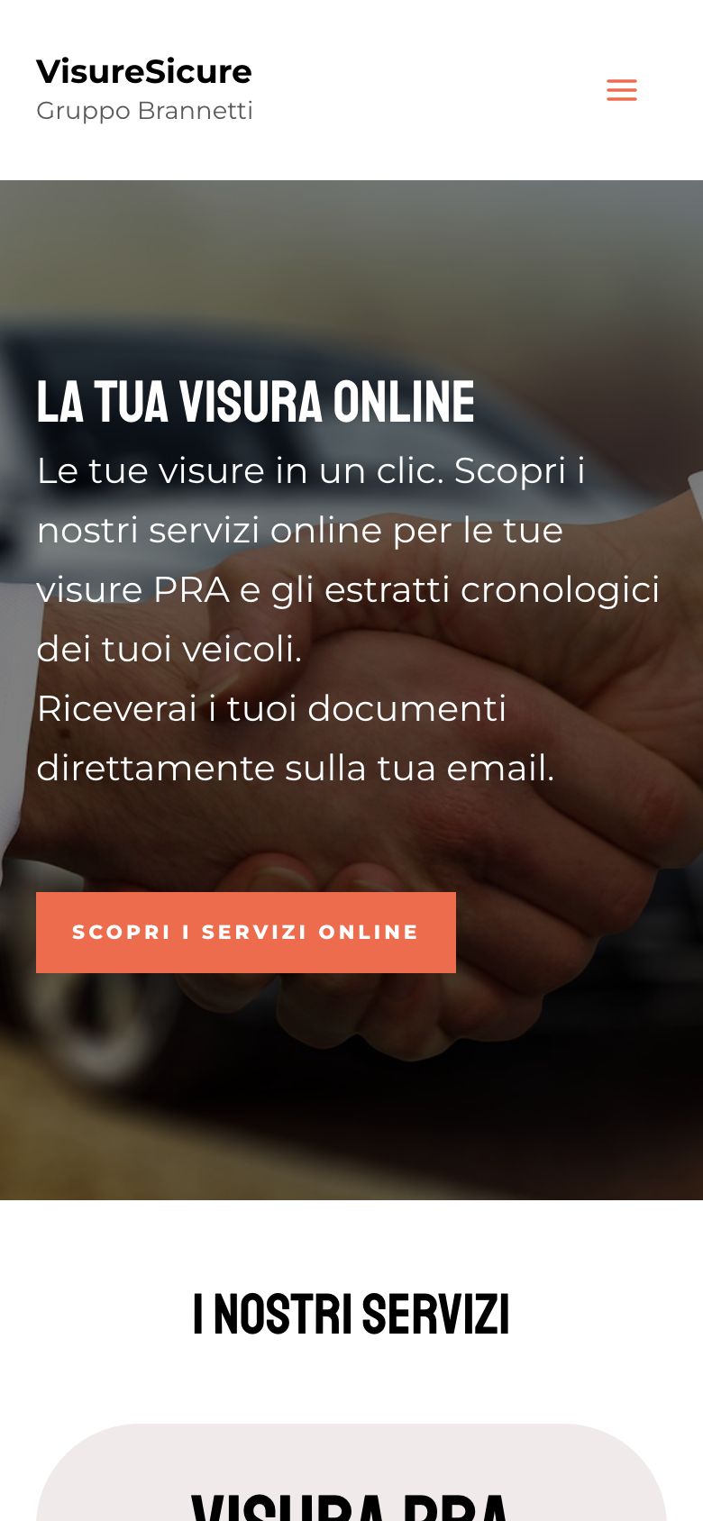 Home page mobile di VisureSicure